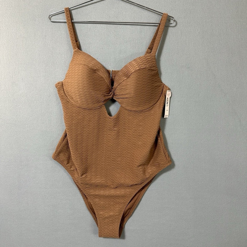 New Victoria's Secret One Piece Swimsuit Women's XL Tan Twist Textured Beach